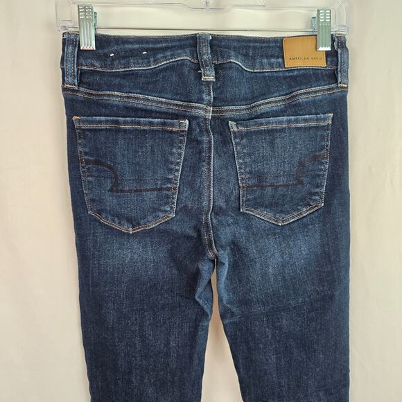 American Eagle Jegging Women's 4 Short Blue Dark Wash Next Level Stretch Hi-Rise - Picture 8 of 16